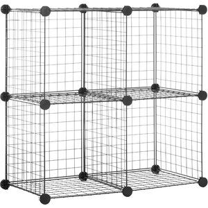 4 Cube Wire Grid Storage Organizer, Closet Organizer and Shelves, Stackable, Spa